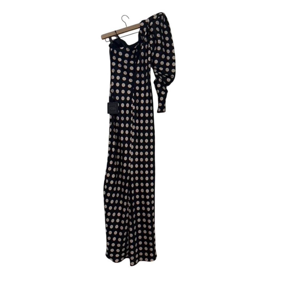IEENA MAC DUGGAL Black One Sleeve Polka Dot Gown - Picture 5 of 8